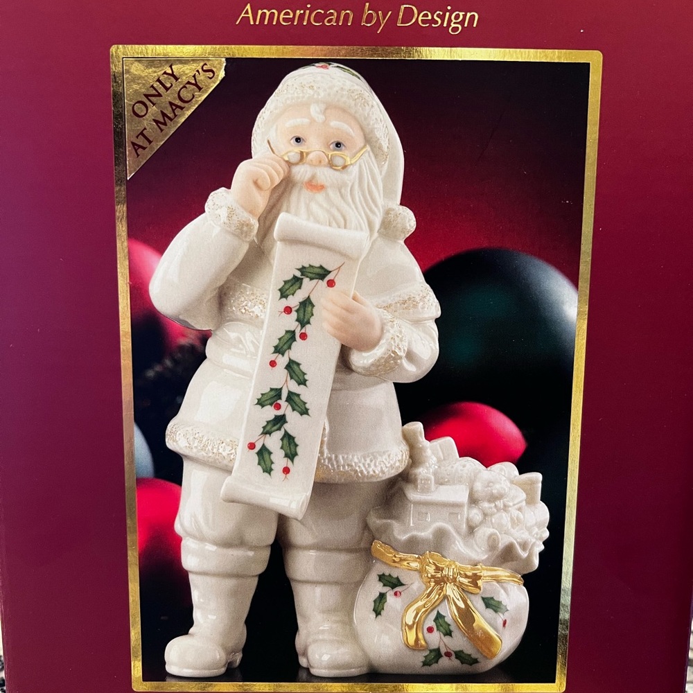 Lenox Santa Figurine with Gold and Red Accents
